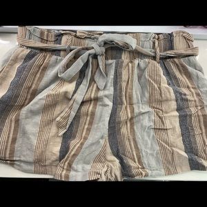Striped paper bag shorts